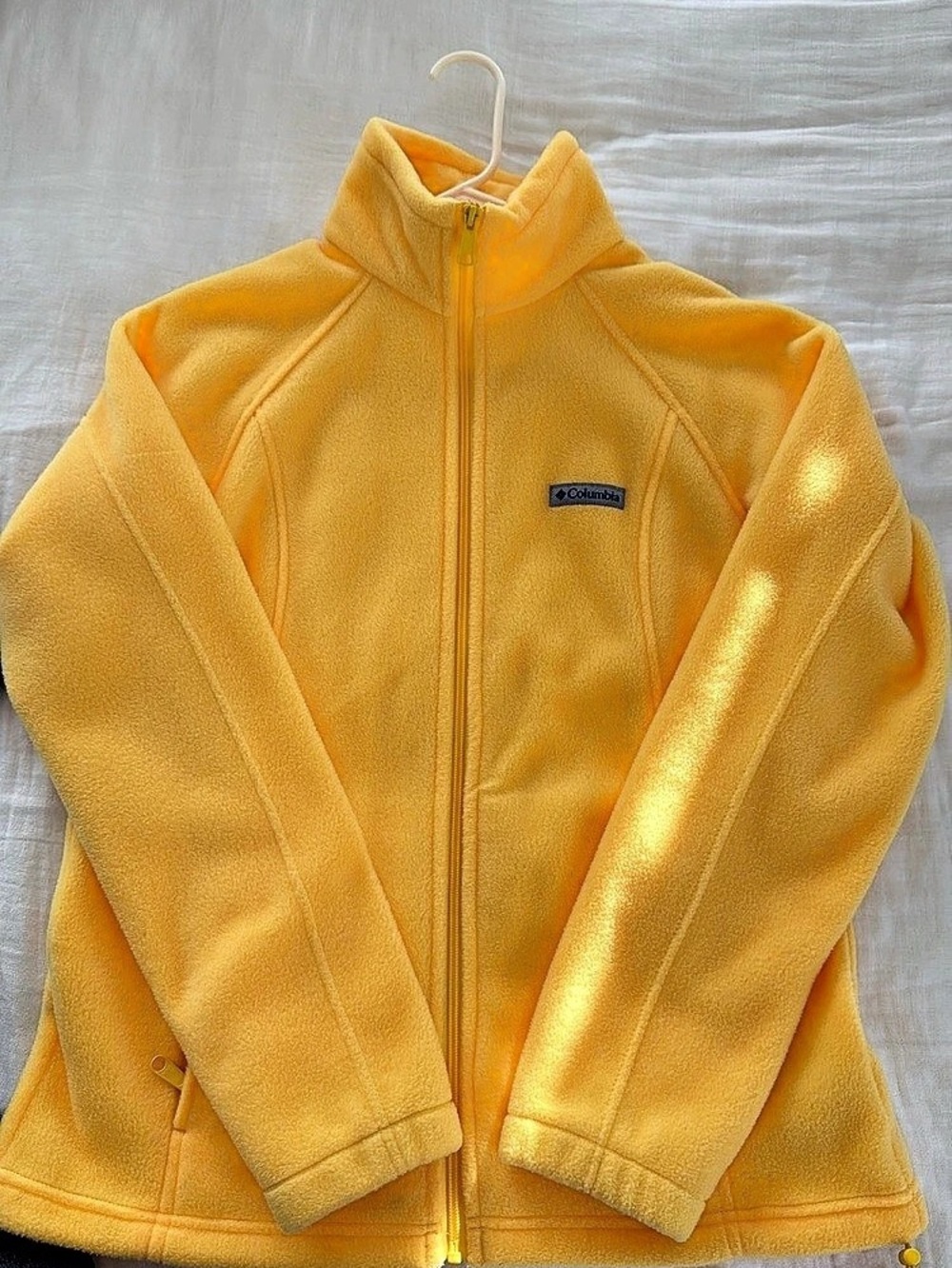 Columbia Fleece Full-Zip Jacket in Yellow and Coral.. Like New